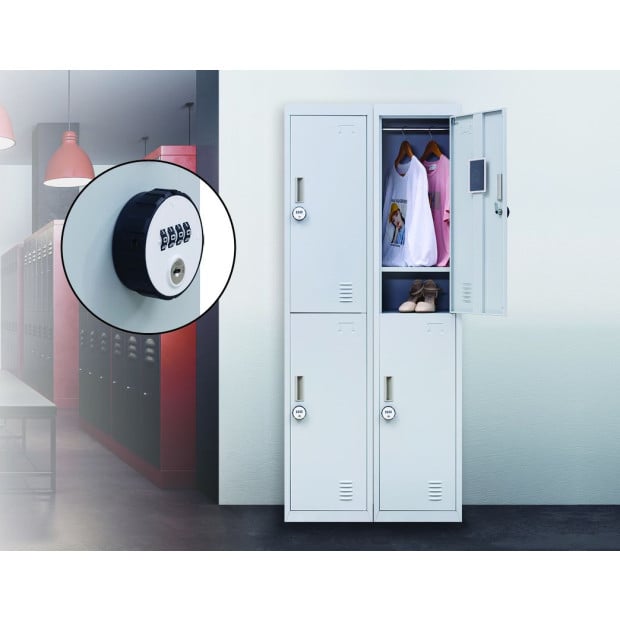 2-door Vertical Locker Storage w/4 digit combination lock - Grey Image 2