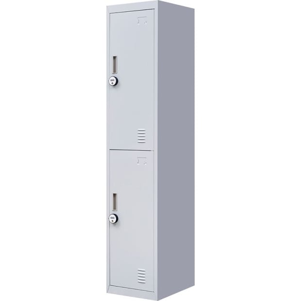 2-door Vertical Locker Storage w/4 digit combination lock - Grey Image 5