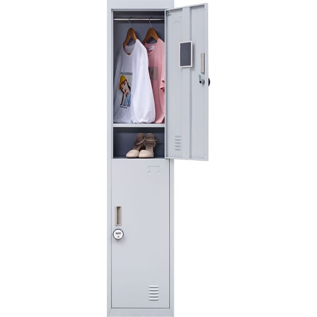 2-door Vertical Locker Storage w/4 digit combination lock - Grey Image 7