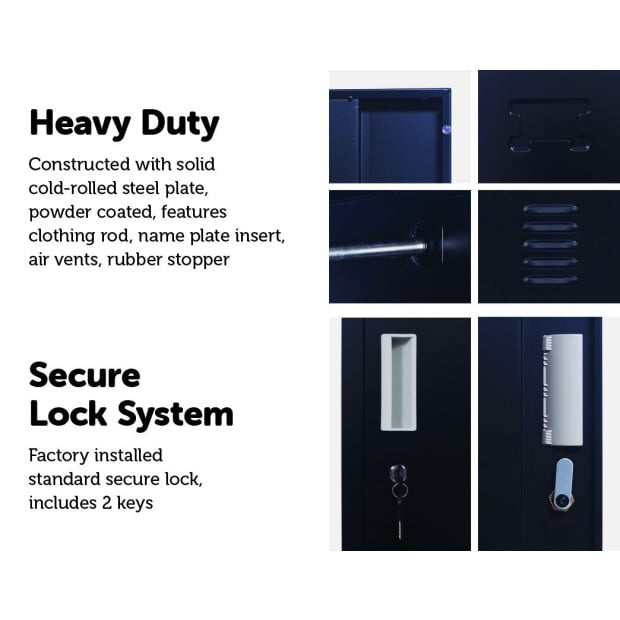 2-door Vertical Locker Storage Standard Black Image 4