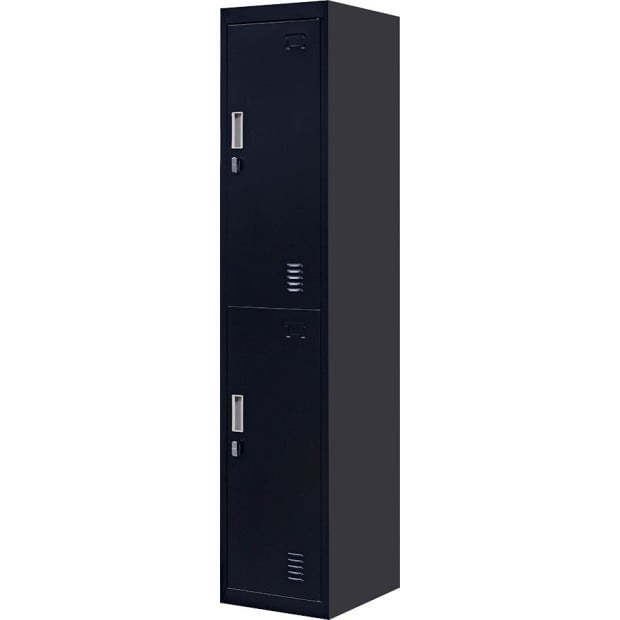 2-door Vertical Locker Storage w/Padlock Black Image 5