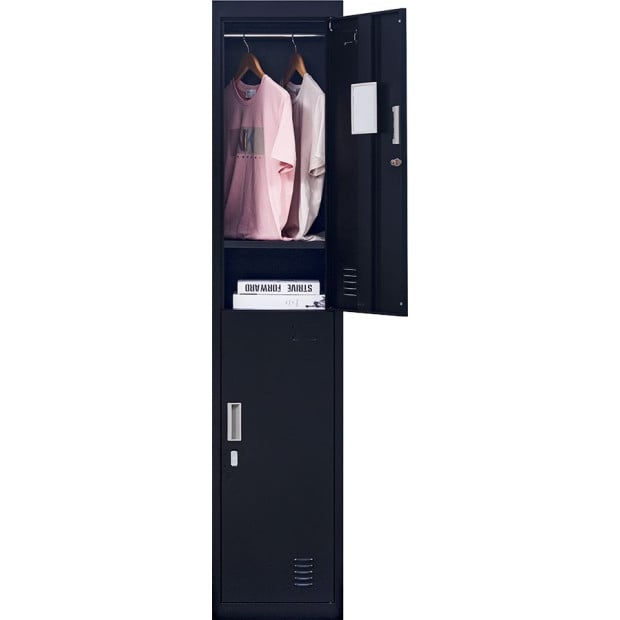 2-door Vertical Locker Storage w/Padlock Black Image 7