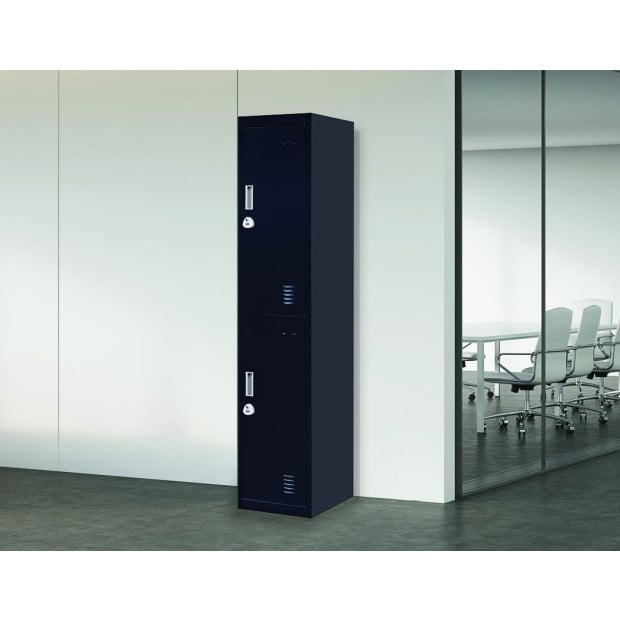 2-door Vertical Locker Storage w/3 combination lock Black