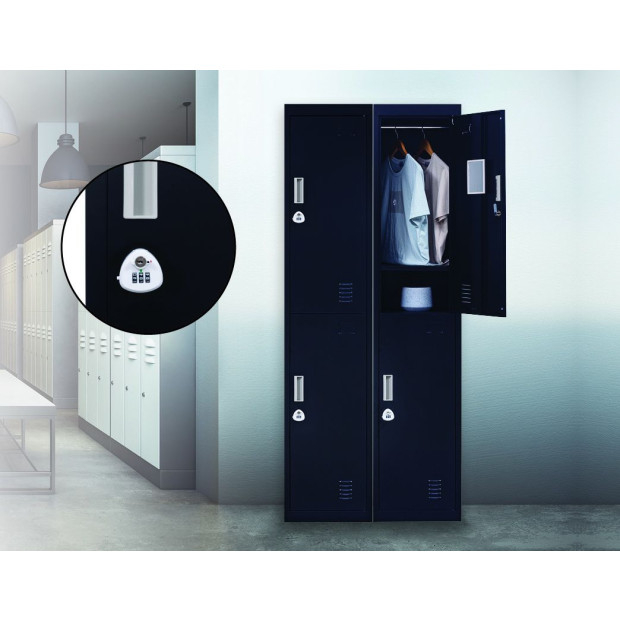 2-door Vertical Locker Storage w/3 combination lock Black Image 2