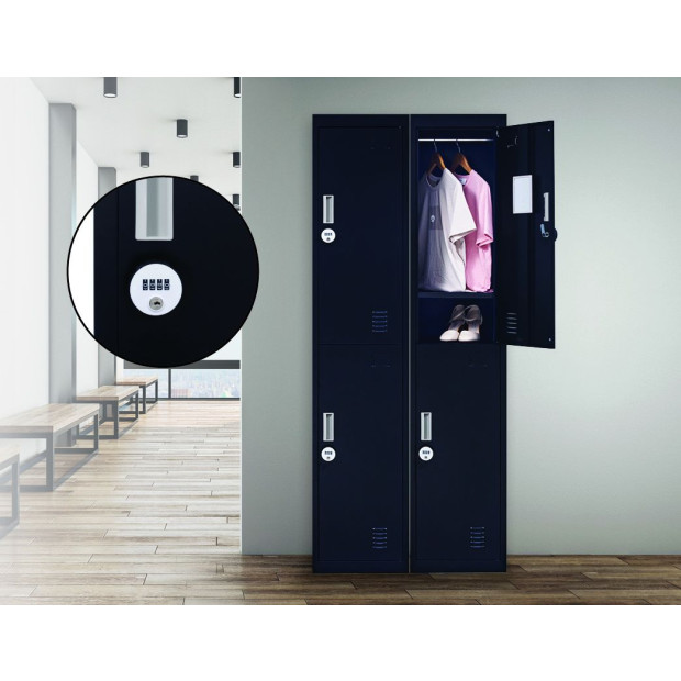 2-door Vertical Locker Storage w/4 combination Lock Black Image 2