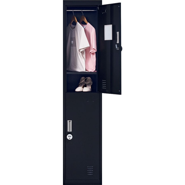 2-door Vertical Locker Storage w/4 combination Lock Black Image 7