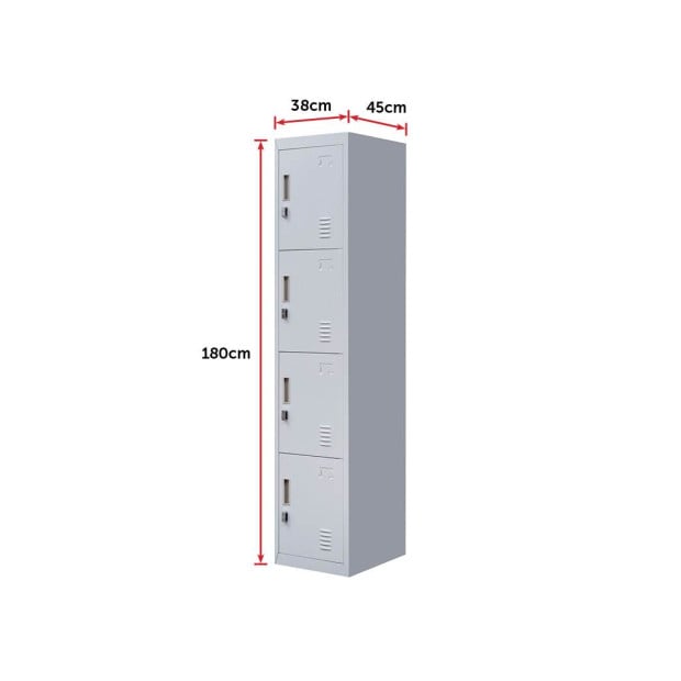 4 Door Vertical Locker - Office/gym w/Padlock Image 12
