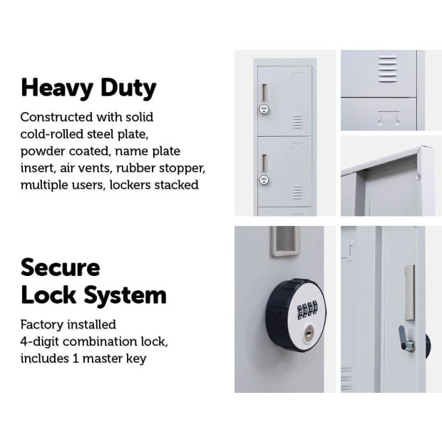 4 Door Locker - Office/gym w/4 combination lock Grey Image 4