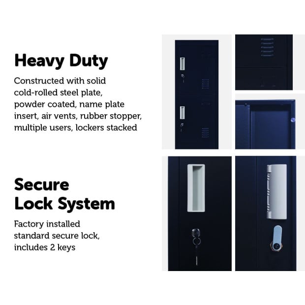 4-door Vertical Locker Office/Gym Standard Black Image 4