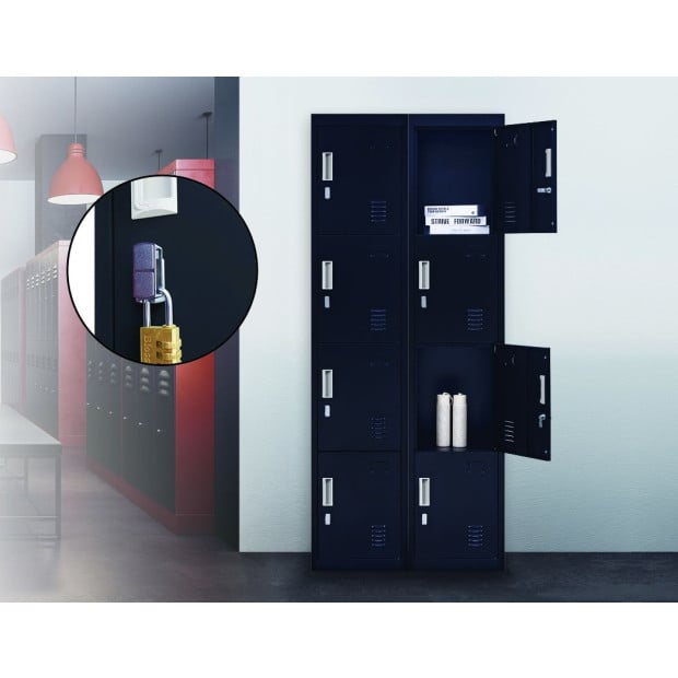 4 Door Locker - Office/gym w/Padlock Black Image 2