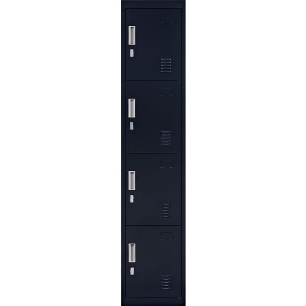 4 Door Locker - Office/gym w/Padlock Black Image 7