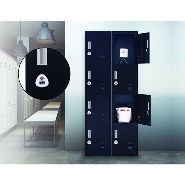 4 Door Locker - Office/gym w/3 combination lock Black Image 2