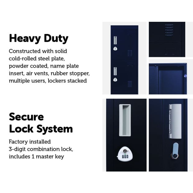 4 Door Locker - Office/gym w/3 combination lock Black Image 4