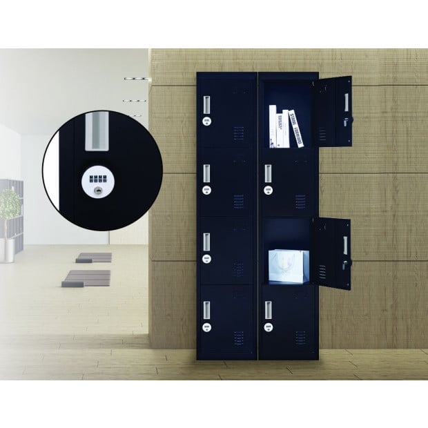 4 Door Vertical Locker - Office/gym w/4 combination lock Black Image 2