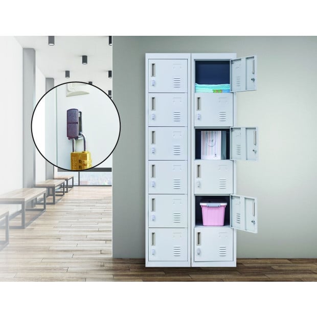 6-door Vertical Locker w/Padlock - Grey Image 2