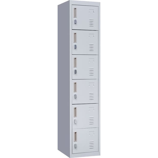 6-door Vertical Locker w/Padlock - Grey Image 6