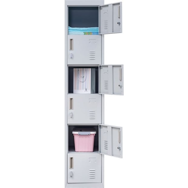6-door Vertical Locker w/Padlock - Grey Image 7