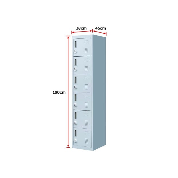 6-door Vertical Locker w/3 digit combination lock Grey Image 11