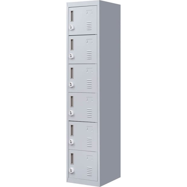 6-door Vertical Locker w/3 digit combination lock Grey Image 5