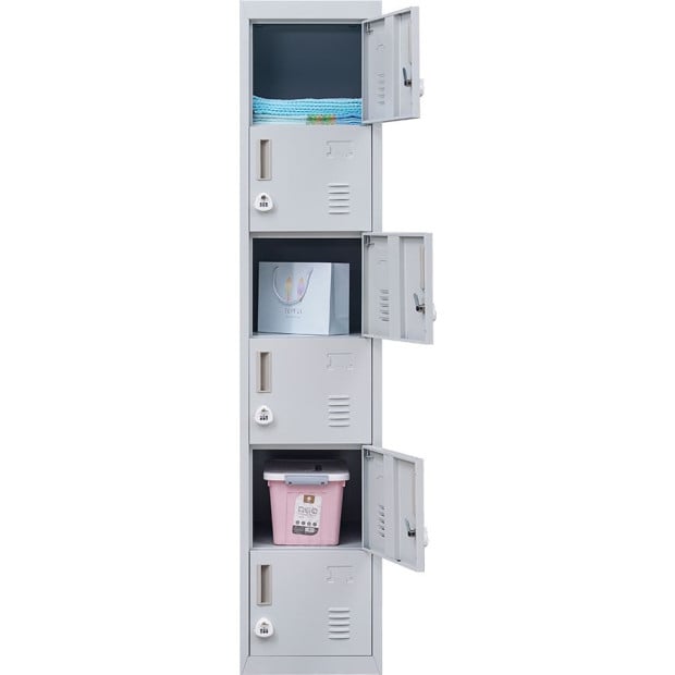 6-door Vertical Locker w/3 digit combination lock Grey Image 8