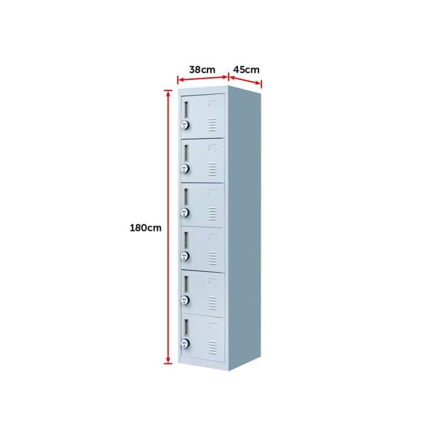 6-door Vertical Locker w/4 digit combination lock Grey Image 11
