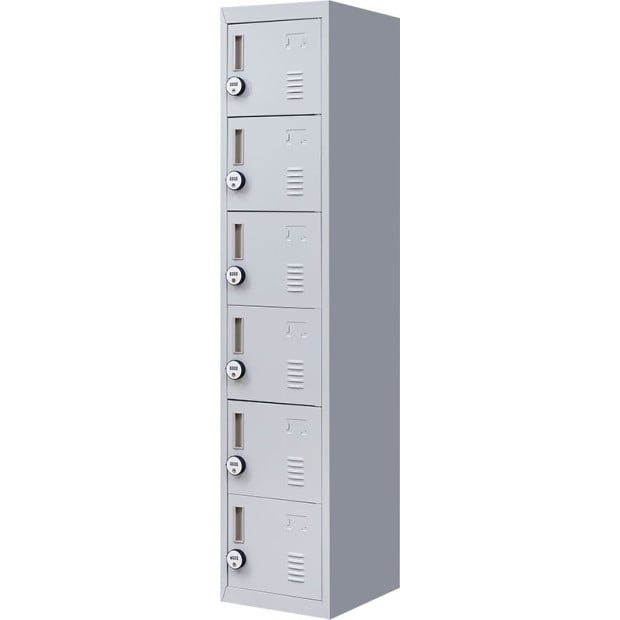 6-door Vertical Locker w/4 digit combination lock Grey Image 5