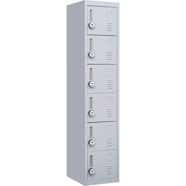 6-door Vertical Locker w/4 digit combination lock Grey Image 6