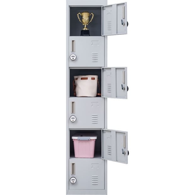 6-door Vertical Locker w/4 digit combination lock Grey Image 8