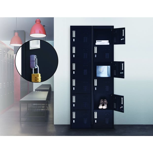 6-door Vertical Locker w/Padlock - Black Image 2