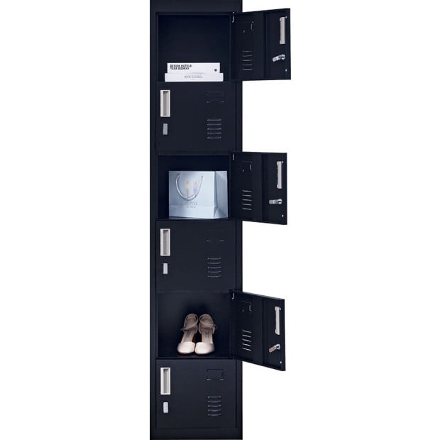 6-door Vertical Locker w/Padlock - Black Image 8
