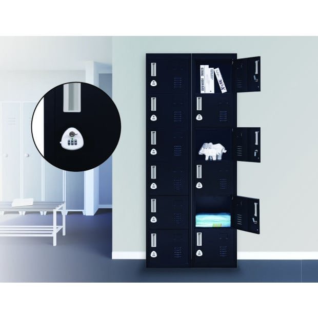 6-door Vertical Locker w/3 digit combination Lock Black Image 2