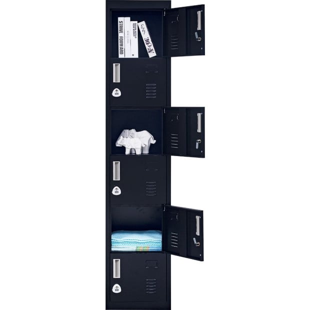 6-door Vertical Locker w/3 digit combination Lock Black Image 8