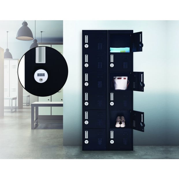 6-door Vertical Locker w/4 digit combination lock Black Image 2