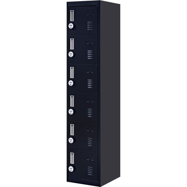 6-door Vertical Locker w/4 digit combination lock Black Image 5