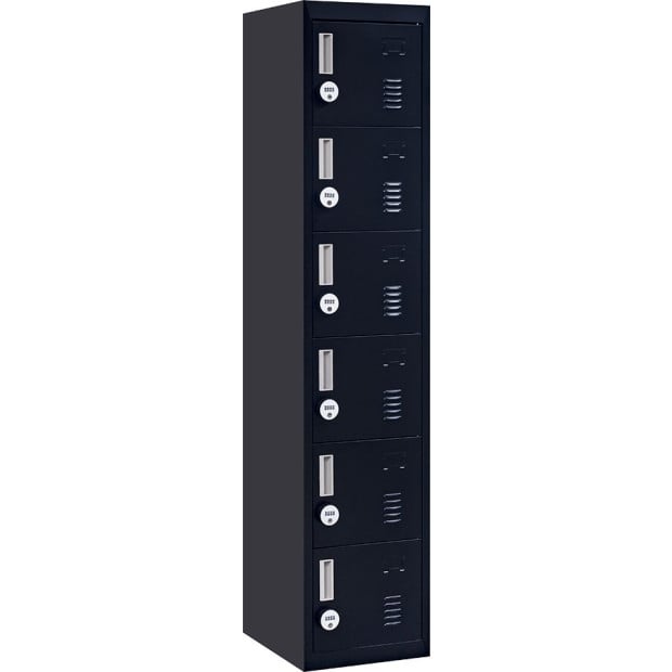 6-door Vertical Locker w/4 digit combination lock Black Image 6