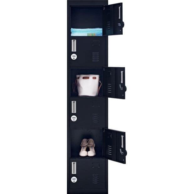 6-door Vertical Locker w/4 digit combination lock Black Image 8