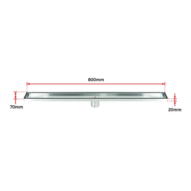 800mm Tile Insert Shower Stainless Steel Drain W/centre Outlet Floor Waste Image 9