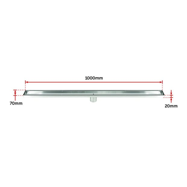 1000mm Tile Insert Bathroom Shower Stainless Steel Grate Drain Image 9
