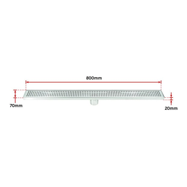 800mm Bathroom Shower Stainless Steel Grate Drain Square Pattern Image 9