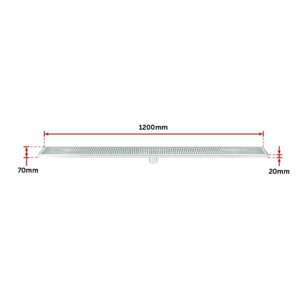 1200mm Bathroom Shower Stainless Steel Grate Drain Square Pattern Image 9