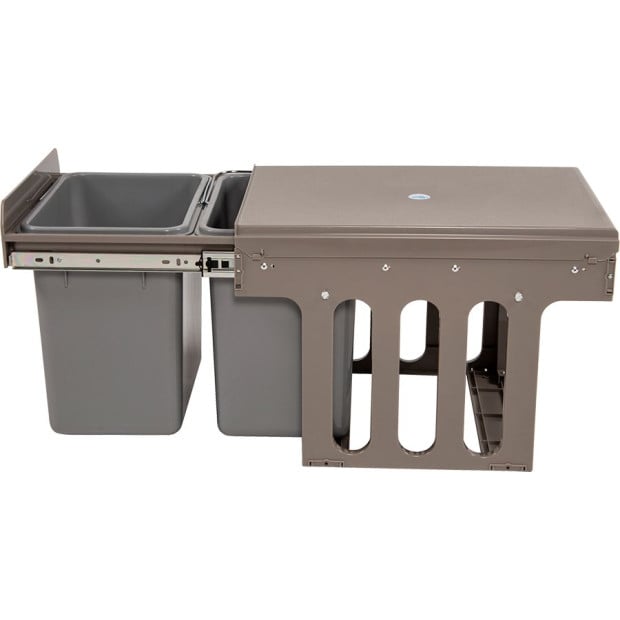 2x 15l Pull Out Trash Bin Dual Kitchen Garbage Waste Basket Cabinet Bin Image 5