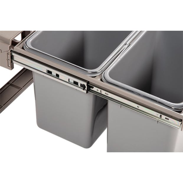 2x 15l Pull Out Trash Bin Dual Kitchen Garbage Waste Basket Cabinet Bin Image 7
