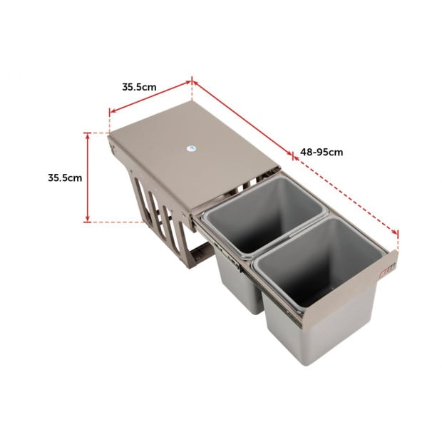 2x 15l Pull Out Trash Bin Dual Kitchen Garbage Waste Basket Cabinet Bin Image 9