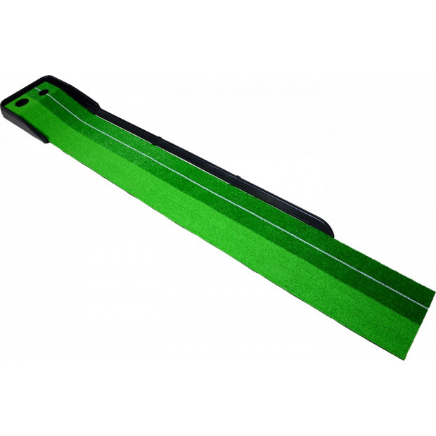 Indoor Practice Putting Green 2.5m Mat Inclined Ball Return Fake Grass 2 Holes Image 4