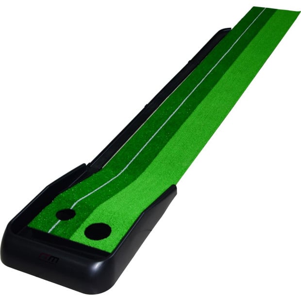 Indoor Practice Putting Green 2.5m Mat Inclined Ball Return Fake Grass 2 Holes Image 5