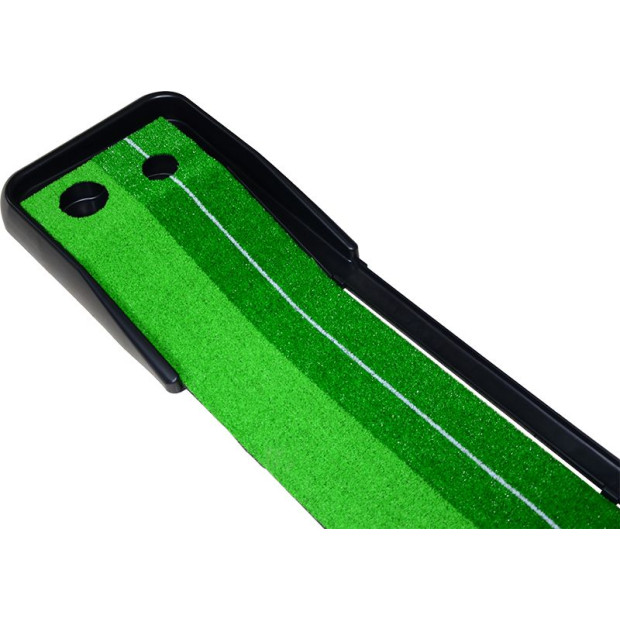 Indoor Practice Putting Green 2.5m Mat Inclined Ball Return Fake Grass 2 Holes Image 6
