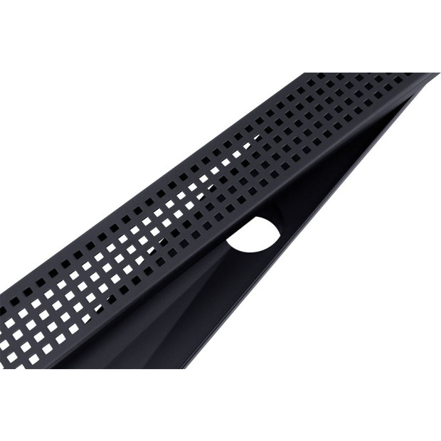 1200mm Bathroom Shower Black Grate Drain W/centre Outlet Floor Waste Square Pattern Image 4