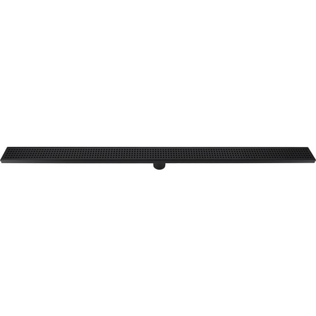 1200mm Bathroom Shower Black Grate Drain W/centre Outlet Floor Waste Square Pattern Image 8