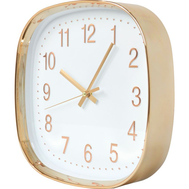 Modern Wall Clock Silent Non-ticking Quartz Battery Operated Square with Rounded Gold Corners  Image 5