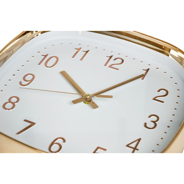 Modern Wall Clock Silent Non-ticking Quartz Battery Operated Square with Rounded Gold Corners  Image 6